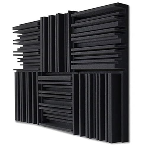 Akustikschaumstoff,Schalldämmung 6/12 Studio Acoustic Foam Panels Schallschutz Schwamm Diffusoren Trommelraum Absorptionsbehandlung Wand Schaumstoff Pad mit Bändern (Color : Black, Size : 6Pcs with von ELTOX