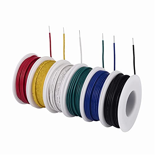 ELTOX Elektrische Leitungen,Kabel 22 AWG Solide Draht-Festkabel-Kit-6 Verschiedene farbige 30-Fuß-Spulen 22 Gauge Jumper-Draht-Haken-Hirn-Kit Schlauchleitung,Litzenkabel (Size : 9M, Color : 22 AWG) von ELTOX