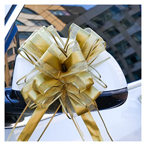 Geschenkschleife,Autoschleifen Hochzeit 10 stücke extra große bogen autos türgriff diy weihnachten pull bögen hochzeit hause party dekoration (Color : Gold) von ELTOX