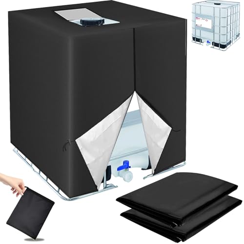 2pc Ibc Tank Abdeckung,Anti-Uv Ibc Container Abdeckung,Abdeckung Wassertank 1000L Mit öFfnung,Abdeckung FüR Ibc Tank Schutzfolie FüR 1000l Ibc-Tank Ank BehäLter Container Regenwassertank von ELUBLU