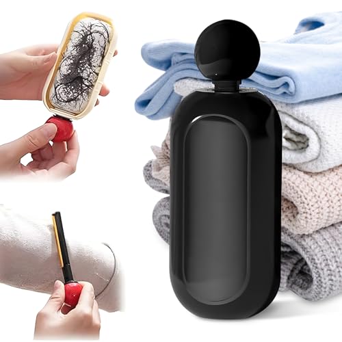 ELUBLU 2 In 1 Wiederverwendbare Fusselrollen, Waschbarer Tierhaarentferner Fusselrolle, Tragbarer Fusselrasierer, Kompakt Tragbar Fusselroller FüR Tierhaare Kleidung Sofas Haare Staub(Schwarz) von ELUBLU