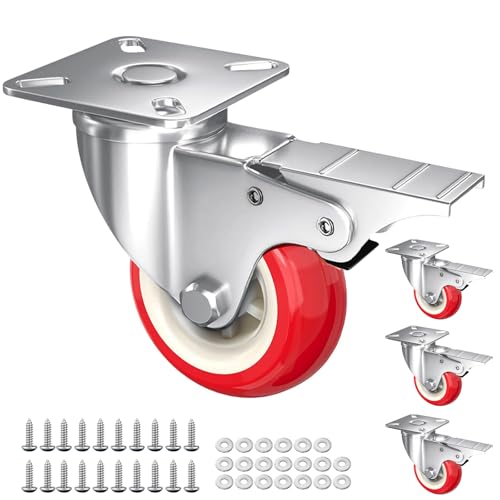 Rollen Schwerlast,50 mm Mit 4 Bremsen,Heavy Duty 360 Grad Möbelrollen Klein,Tragkraft 200 kg,Geräuschlos Rollen Für Möbel Aus Vollgummi,Für Möbeltransport, Tische, Rollwagen,mobile Möbel und Werkbänke Rollen Schwerlast,50 mm Mit 4 Bremsen,Heavy Duty 360 Grad Möbelrollen Klein,Tragkraft 200 kg,Geräuschlos Rollen Für Möbel Aus Vollgummi,Für Möbeltransport, Tische, Rollwagen,mobile Möbel und Werkbänke von ELUBLU