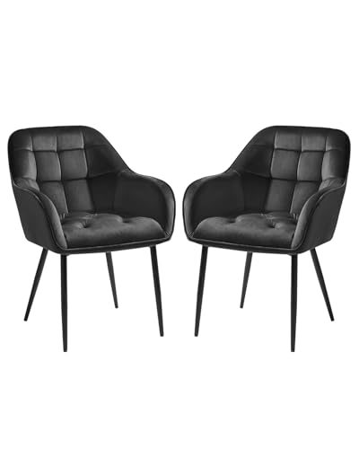 ELUCHANG Esszimmerstühle 2er Set, Samtstoff, Moderne Küchenstuhl Polsterstuhl mit Armlehne, 150 kg belastbar, Sessel Bequem, Wohnzimmerstuhl, Loungesessel für Esszimmer, Wohnzimmer, Dunkelgrau ELUCHANG Esszimmerstühle 2er Set, Samtstoff, Moderne Küchenstuhl Polsterstuhl mit Armlehne, 150 kg belastbar, Sessel Bequem, Wohnzimmerstuhl, Loungesessel für Esszimmer, Wohnzimmer, Dunkelgrau von ELUCHANG