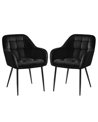ELUCHANG Esszimmerstühle 2er Set, Samtstoff, Moderne Küchenstuhl Polsterstuhl mit Armlehne, 150 kg belastbar, Sessel Bequem, Wohnzimmerstuhl, Loungesessel für Esszimmer, Wohnzimmer, Schwarz ELUCHANG Esszimmerstühle 2er Set, Samtstoff, Moderne Küchenstuhl Polsterstuhl mit Armlehne, 150 kg belastbar, Sessel Bequem, Wohnzimmerstuhl, Loungesessel für Esszimmer, Wohnzimmer, Schwarz von ELUCHANG