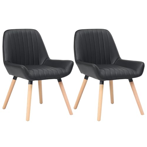 ELUCHANG Esszimmerstühle 2er Set, Schwarz PU Leder Polsterstühle mit Armlehnen & Verdicktes Sitzpolster, 150 kg belastbar, multifunktional als Küchenstühle, Esstisch Stühle, Loungesessel ELUCHANG Esszimmerstühle 2er Set, Schwarz PU Leder Polsterstühle mit Armlehnen & Verdicktes Sitzpolster, 150 kg belastbar, multifunktional als Küchenstühle, Esstisch Stühle, Loungesessel von ELUCHANG