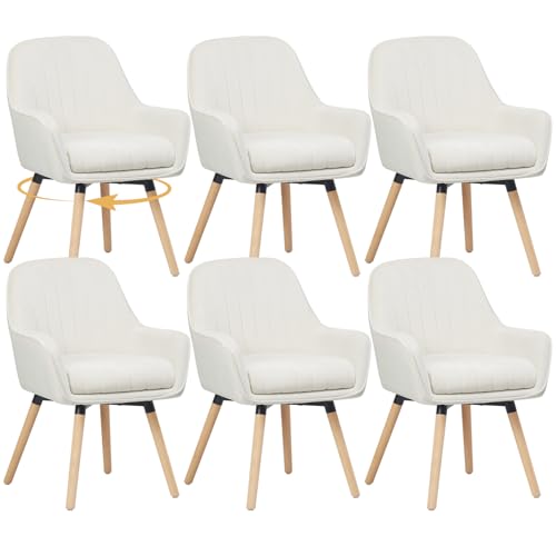 ELUCHANG Esszimmerstühle 6er Set 360°drehbar, Cremeweiß samt Polsterstühle mit hohen Armlehnen & verstellbaren Füßen, 150 kg belastbar, multifunktional als Küchenstühle, Esstischstühle, Loungesessel ELUCHANG Esszimmerstühle 6er Set 360°drehbar, Cremeweiß samt Polsterstühle mit hohen Armlehnen & verstellbaren Füßen, 150 kg belastbar, multifunktional als Küchenstühle, Esstischstühle, Loungesessel von ELUCHANG
