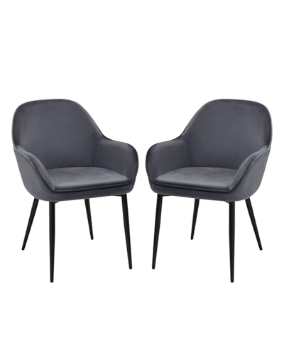 ELUCHANG Esszimmerstuhl, 2er Set, Küchenstuhl, Polsterstuhl, Sessel Bequem mit Armlehne, Loungesessel, bis 150 kg Belastbar, Samt, für Esszimmer, Küche, Wohnzimmer, Schwarz ELUCHANG Esszimmerstuhl, 2er Set, Küchenstuhl, Polsterstuhl, Sessel Bequem mit Armlehne, Loungesessel, bis 150 kg Belastbar, Samt, für Esszimmer, Küche, Wohnzimmer, Schwarz von ELUCHANG