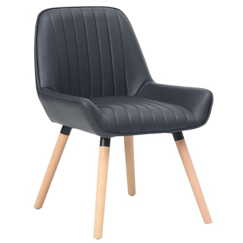 ELUCHANG Stuhl Esszimmer, PU Leder Polsterstuhl mit Armlehnen & verstellbare Füße,bis 150 kg belastbar, Multifunktional als Küchenstuhl, Esszimmerstuhl, Loungesessel, Sessel von ELUCHANG