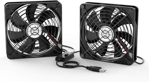 ELUTENG Doppel USB Ventilator 120mm 5V, 2 In 1 USB PC Computer Lüfter 120mm mit 3 Einstellbare Geschwindigkeiten, Gehäuselüfter Kompatibel mit PS4/Laptop/TV Box/AV Kabine/Router von ELUTENG