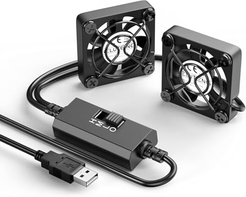 ELUTENG 2 in 1 USB Lüfter 40mm 5V, Doppel Mini USB Ventilator PC Lüfter 40mm Klein US B Computer Lü fter mit 3 Einstellbare Geschwindigkeiten für PS4/Laptop/TV Box/AV Schrank/Router von ELUTENG