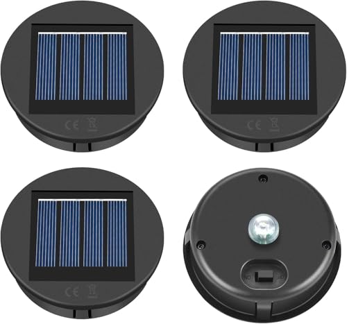 ELUTENG 4 Stück Solar Laterne Ersatzdeckel Oben Solarleuchten Ersatzteile 8cm, Ersatzlicht Solarlampen Ersatz Top Solarmodul Wasserdicht LED für außen Garten Tischleuchte Terrasse DIY von ELUTENG