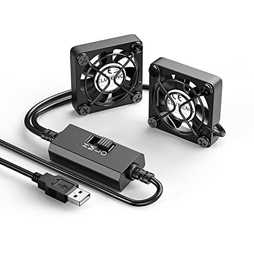 ELUTENG USB Lüfter 40mm 5V Doppel 2 in 1 mit 3 Einstellbare Geschwindigkeiten, 40mm Mini USB Ventilator PC Lüfter Klein USB Computer Lüfter 5500RPM für PS4/Laptop/TV Box/AV Schrank/Router von ELUTENG