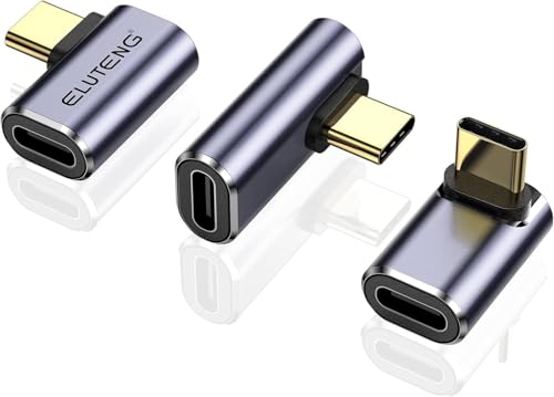 ELUTENG USB C Winkel Adapter 90 Grad Winkelstecker 40Gbps 100W 8K 60Hz 3 Stück, USB C Stecker auf Buchse Winkeladapter Typ C Angled Adapter für MacBook Samsung Switch, mehr Geräte von ELUTENG