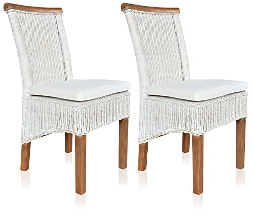 ELYFLAIR® Esszimmerstuhl Rattan - belastbar bis 200kg - Esszimmerstühle aus FSC-zertifiziertem Rattan - Handgefertigte Stühle Esszimmer (Mit Sitzkissen, 2er) von ELYFLAIR