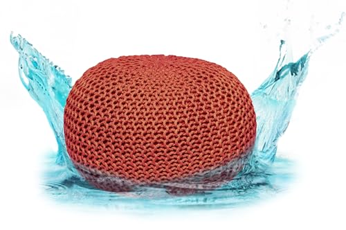 ELYFLAIR® Premium Sitzpouf wasserdicht Ø 55cm oder 45cm - Pouf für Outdoor und Indoor - Sitzhocker in Grobstrick-Optik für Garten, Terrasse, Pool - 100% recycelter Kunststoff (Terracotta, Ø55cm) von ELYFLAIR