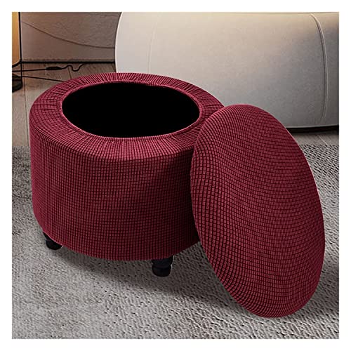 ELYSYSRL 2 Teilig Runder Ottomanen-Schonbezug Fußhocker-Schonbezüge, Rund Ottoman-Bezug mit Stretch-Unterseite, Jacquard-Stoff ​Waschbar hocker Abdeckung (Color : #10) von ELYSYSRL