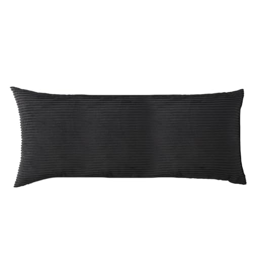 ELYSYSRL Kordsamt Kissenbezug Seitenschläferkissen Kissenhülle Bezug 50x70 60x80 cm Kuschelkissen Kopfkissenbezüge für Kissen 50x152 cm, mit Reißverschluss(Black,60x80cm) von ELYSYSRL
