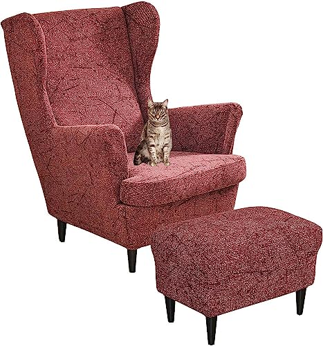 ELYSYSRL Sesselbezug, 2 Teilig Sessel-Überwürfe Ohrensessel Mit Ottomane Schonbezug Überzug Bezug Sesselhusse Elastisch Stretch Husse für Ohrensessel (Color : #13) von ELYSYSRL