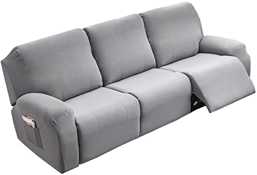 ELYSYSRL Sesselschoner für Relaxsessel 1/2/3 Sitzer Stretch Relaxsofa Bezüge 4/6/8-Teilig Relaxsofa Schonbezüge mit Seitentasche, Möbelschutz für Wohnzimmer (Color : #1, Size : 3 People (8 Pieces)) von ELYSYSRL