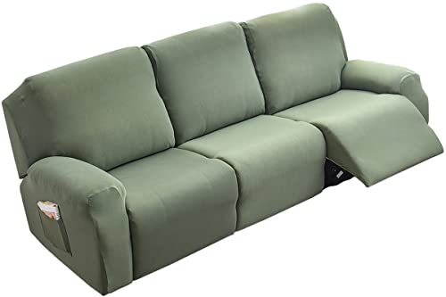 ELYSYSRL Sesselschoner für Relaxsessel 1/2/3 Sitzer Stretch Relaxsofa Bezüge 4/6/8-Teilig Relaxsofa Schonbezüge mit Seitentasche, Möbelschutz für Wohnzimmer (Color : #11, Size : 3 People (8 Pieces)) von ELYSYSRL