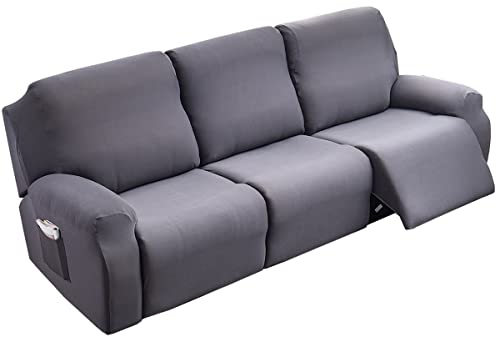 ELYSYSRL Sesselschoner für Relaxsessel 1/2/3 Sitzer Stretch Relaxsofa Bezüge 4/6/8-Teilig Relaxsofa Schonbezüge mit Seitentasche, Möbelschutz für Wohnzimmer (Color : #2, Size : 3 People (8 Pieces)) von ELYSYSRL