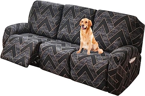 ELYSYSRL Sesselschoner für Relaxsessel 1/2/3 Sitzer Stretch Relaxsofa Bezüge 4/6/8-Teilig Relaxsofa Schonbezüge mit Seitentasche, Möbelschutz für Wohnzimmer (Color : #26, Size : 3 People (8 Pieces)) von ELYSYSRL