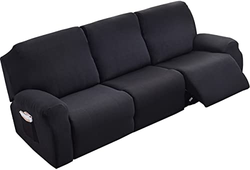 ELYSYSRL Sesselschoner für Relaxsessel 1/2/3 Sitzer Stretch Relaxsofa Bezüge 4/6/8-Teilig Relaxsofa Schonbezüge mit Seitentasche, Möbelschutz für Wohnzimmer (Color : #4, Size : 3 People (8 Pieces)) von ELYSYSRL