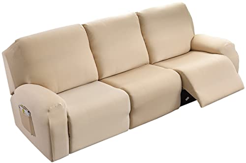 ELYSYSRL Sesselschoner für Relaxsessel 1/2/3 Sitzer Stretch Relaxsofa Bezüge 4/6/8-Teilig Relaxsofa Schonbezüge mit Seitentasche, Möbelschutz für Wohnzimmer (Color : #5, Size : 3 People (8 Pieces)) von ELYSYSRL