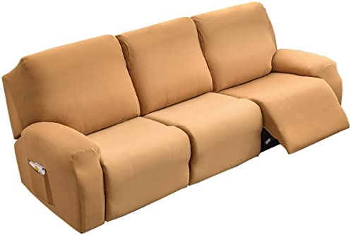 ELYSYSRL Sesselschoner für Relaxsessel 1/2/3 Sitzer Stretch Relaxsofa Bezüge 4/6/8-Teilig Relaxsofa Schonbezüge mit Seitentasche, Möbelschutz für Wohnzimmer (Color : #6, Size : 3 People (8 Pieces)) von ELYSYSRL