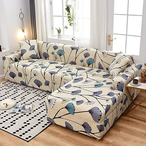 ELYSYSRL Sofabezug L Form Couchbezug Ecksofa Sofahusse Stretch Sofa überzug Waschbar Sofa Schutz Abdeckung Hund Katze Sitzflache 2er Set mit 2 Kissenbezügen (Color : A, Size : 2 SEAT+3 SEAT) von ELYSYSRL