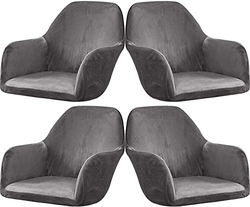 ELYSYSRL Stretch Stuhlhussen Samt mit Armlehne Stuhlbezug 1/6/2/4er Set Luxus-Samt Bürostuhl Bezug Stuhlschonbezug Sessel Esszimmerstuhlhussen Armlehnstuhl Stuhlabdeckung (Color : #1, Size : 4 Stück) von ELYSYSRL