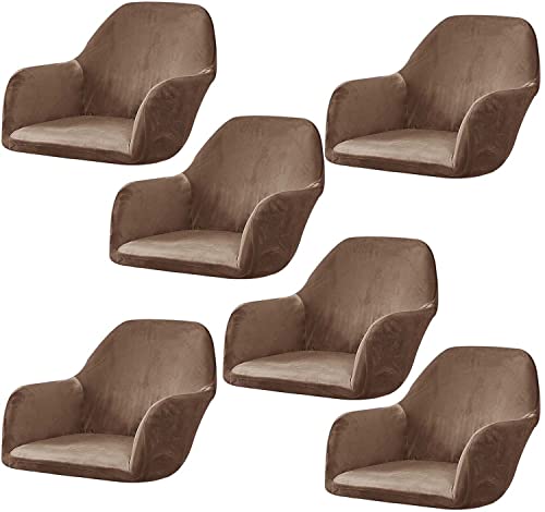 ELYSYSRL Stretch Stuhlhussen Samt mit Armlehne Stuhlbezug 1/6/2/4er Set Luxus-Samt Bürostuhl Bezug Stuhlschonbezug Sessel Esszimmerstuhlhussen Armlehnstuhl Stuhlabdeckung (Color : #12, Size : 6PCS) von ELYSYSRL