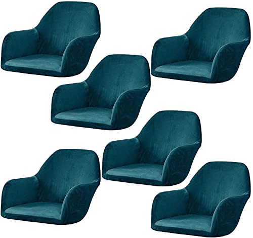 ELYSYSRL Stretch Stuhlhussen Samt mit Armlehne Stuhlbezug 1/6/2/4er Set Luxus-Samt Bürostuhl Bezug Stuhlschonbezug Sessel Esszimmerstuhlhussen Armlehnstuhl Stuhlabdeckung (Color : #3, Size : 6PCS) von ELYSYSRL