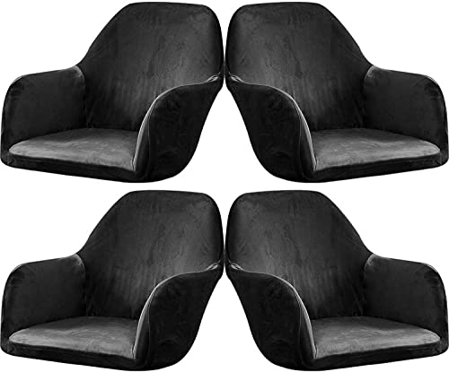 ELYSYSRL Stretch Stuhlhussen Samt mit Armlehne Stuhlbezug 1/6/2/4er Set Luxus-Samt Bürostuhl Bezug Stuhlschonbezug Sessel Esszimmerstuhlhussen Armlehnstuhl Stuhlabdeckung (Color : #4, Size : 4 Stück) von ELYSYSRL