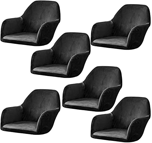 ELYSYSRL Stretch Stuhlhussen Samt mit Armlehne Stuhlbezug 1/6/2/4er Set Luxus-Samt Bürostuhl Bezug Stuhlschonbezug Sessel Esszimmerstuhlhussen Armlehnstuhl Stuhlabdeckung (Color : #4, Size : 6PCS) von ELYSYSRL