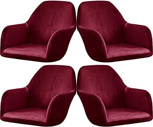 ELYSYSRL Stretch Stuhlhussen Samt mit Armlehne Stuhlbezug 1/6/2/4er Set Luxus-Samt Bürostuhl Bezug Stuhlschonbezug Sessel Esszimmerstuhlhussen Armlehnstuhl Stuhlabdeckung (Color : #8, Size : 4 Stück) von ELYSYSRL