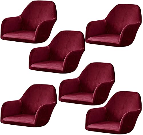 ELYSYSRL Stretch Stuhlhussen Samt mit Armlehne Stuhlbezug 1/6/2/4er Set Luxus-Samt Bürostuhl Bezug Stuhlschonbezug Sessel Esszimmerstuhlhussen Armlehnstuhl Stuhlabdeckung (Color : #8, Size : 6PCS) von ELYSYSRL