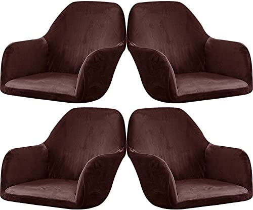ELYSYSRL Stretch Stuhlhussen Samt mit Armlehne Stuhlbezug 1/6/2/4er Set Luxus-Samt Bürostuhl Bezug Stuhlschonbezug Sessel Esszimmerstuhlhussen Armlehnstuhl Stuhlabdeckung (Color : #9, Size : 4 Stück) von ELYSYSRL