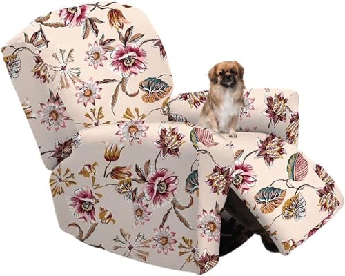 ELYSYSRL Stretchhusse/Sesselschoner für Relaxsessel mit Armlehnen rutschfest Bunt Fernsehsessel Relax mit Liegefunktion 4 Stück Lehnsessel-Abdeckung mit Tasche Schonbezüge Schutz (Color : #1) von ELYSYSRL