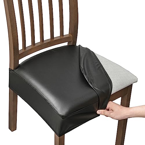 ELYSYSRL Stuhlbezug Sitzfläche Stuhlhussen Wasserdicht Stretch PU Leder Bezug für Stühle Sitzbezüge für Esszimmerstühle Abwaschbar Schonbezug Stuhl Hussen für Stühle (Color : #1, Size : 6 Stück) von ELYSYSRL