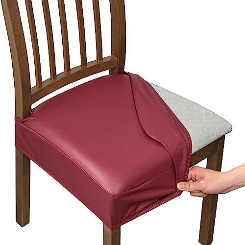 ELYSYSRL Stuhlbezug Sitzfläche Stuhlhussen Wasserdicht Stretch PU Leder Bezug für Stühle Sitzbezüge für Esszimmerstühle Abwaschbar Schonbezug Stuhl Hussen für Stühle (Color : #10, Size : 4 Stück) von ELYSYSRL