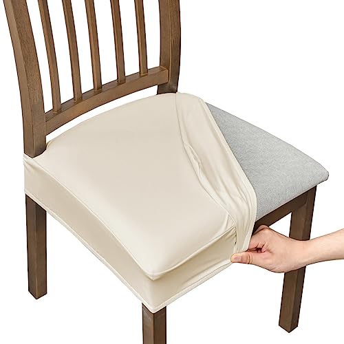 ELYSYSRL Stuhlbezug Sitzfläche Stuhlhussen Wasserdicht Stretch PU Leder Bezug für Stühle Sitzbezüge für Esszimmerstühle Abwaschbar Schonbezug Stuhl Hussen für Stühle (Color : #3, Size : 6 Stück) von ELYSYSRL