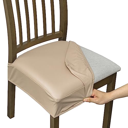 ELYSYSRL Stuhlbezug Sitzfläche Stuhlhussen Wasserdicht Stretch PU Leder Bezug für Stühle Sitzbezüge für Esszimmerstühle Abwaschbar Schonbezug Stuhl Hussen für Stühle (Color : #4, Size : 2 Stücke) von ELYSYSRL