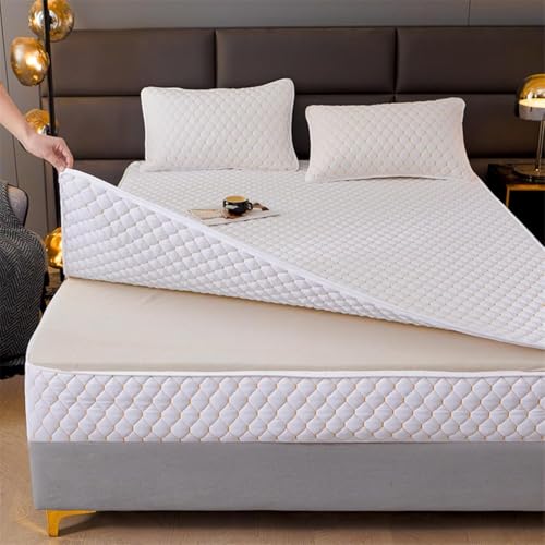 Encasing Matratzenbezug 140x200/180x200/160x200 cm mit Reißverschluss Abnehmbar, Matratzenschoner aus Mikrofaser Spannbettlaken für Boxspringbett Topper Matratze bis 12-35 cm Hohe(White,160x200+35cm) von ELYSYSRL