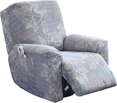 Ruhesesselbezüge,Stretch Sesselschoner/Sesselbezug für Fernsehsessel Relaxsessel, Elastischer Sesselüberwürfe Ohrensessel, 1-Sitzer Sofaüberwurf mit Taschen, Sesselschutz für Liege, TV Sessel von ELYSYSRL