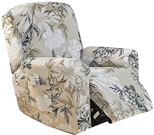 Ruhesesselbezüge,Stretch Sesselschoner/Sesselbezug für Fernsehsessel Relaxsessel, Elastischer Sesselüberwürfe Ohrensessel, 1-Sitzer Sofaüberwurf mit Taschen, Sesselschutz für Liege, TV Sessel von ELYSYSRL