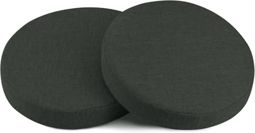 Rund Sitzkissen 35/50/40/30/45 cm Stuhlkissen 2 Pieces Leinen Sitzpolster Abnehmbares Memory Schaum Runde Sitzauflage für Stuhl Bank Hocker Küche Esszimmer Garten Büro(Dark Gray,Diameter: 30CM/12in) von ELYSYSRL