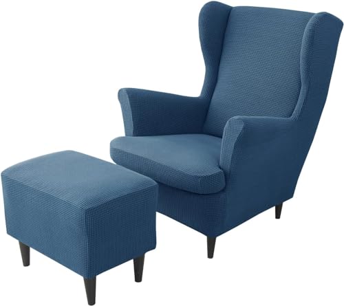 Sesselüberwürfe Elastisch 3-teilig Sesselbezug Ohrensessel Überzug Mit Ottomane Schonbezug Ohrensessel Bezug Bezug Sesselhusse Stretch Husse Für Ohrensessel ( Color : #26 , Size : Wingback Chair Cover von ELYSYSRL
