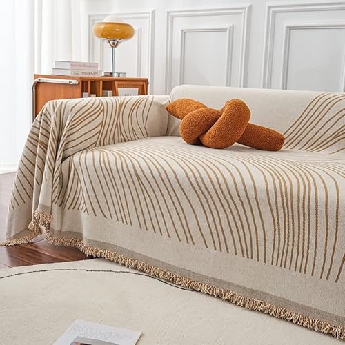 Sofa Überwurfdecke für 2/3/4 Sitzer, Sofadecken zum Abdecken,Sofaüberwurf Decke Couch Überwurf Baumwolle Waschbar Anti-rutsch Schmutzabweisend Kissen Couchdecke Überwurf Nahtlos mit Quasten ( Color : von ELYSYSRL