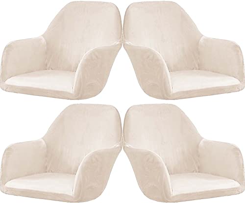 Stretch Stuhlhussen Samt mit Armlehne Stuhlbezug 1/6/2/4er Set Luxus-Samt Bürostuhl Bezug Stuhlschonbezug Sessel Esszimmerstuhlhussen Armlehnstuhl Stuhlabdeckung ( Color : #10 , Size : 4 Stück ) von ELYSYSRL